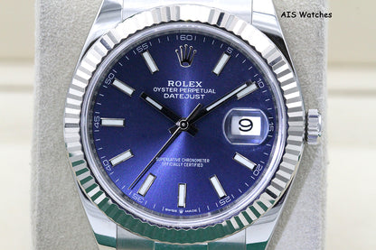 Rolex Datejust 41MM 126334 Blue Stick Dial Oyster 2021 Box & Papers