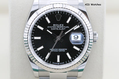 Rolex Datejust 36MM 126234 Oyster Black Stick Dial Stainless Steel B&P