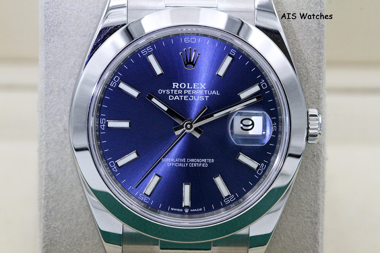 Rolex Datejust 41MM 126300 Blue Stick Dial Oyster Bracelet 2023 B&P