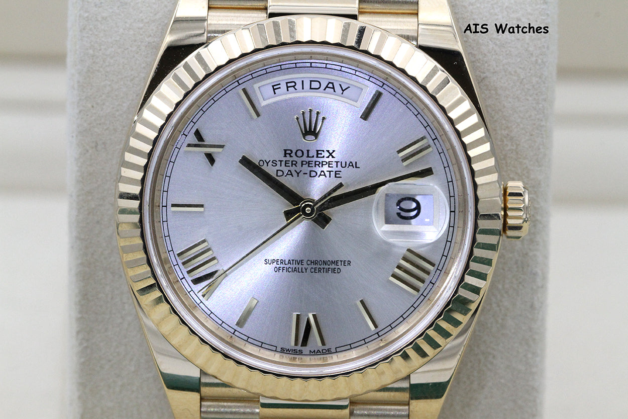 Rolex 228238 DayDate 40MM DD40 Yellow Gold Silver Roman Dial 2019 Box & Papers