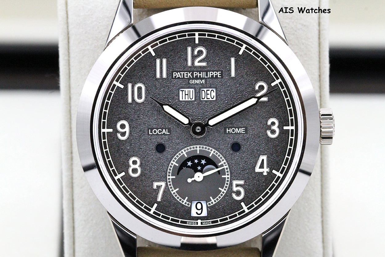 BNIB Patek Philippe Calatrava Annual Calendar Travel Time 5326G 18K White Gold Charcoal Dial Box & Papers