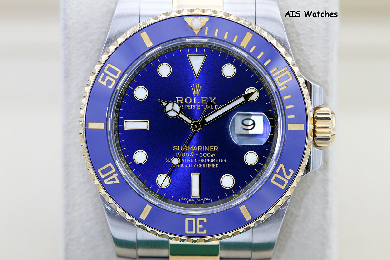 Rolex Submariner 18K YG/SS 116613LB SunBurst Blue Dial Ceramic 40MM 2019 B&P