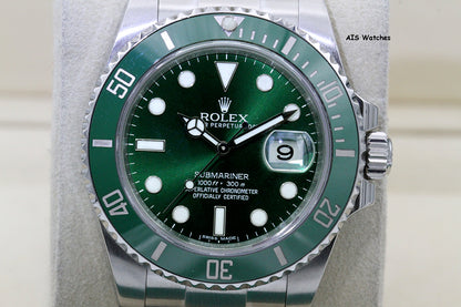 Rolex Submariner 116610LV HULK Green Dial and Ceramic Bezel 2012 Box & Paper