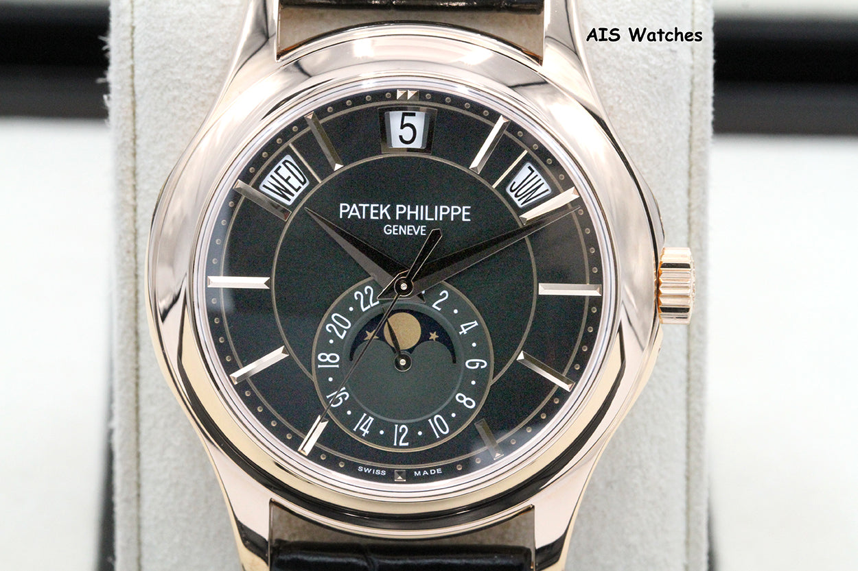 Patek Philippe Annual Calendar 5205R Rose Gold Green Dial Box & Papers