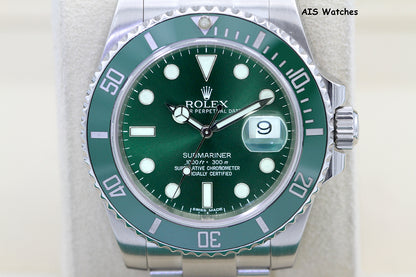 Rolex Submariner 116610LV HULK Green Dial and Ceramic Bezel Box & RSC Card 2022