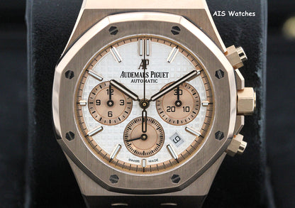 Audemars Piguet 26315OR Royal Oak Chronograph Pink Gold Silver Dial 38MM Box & Papers