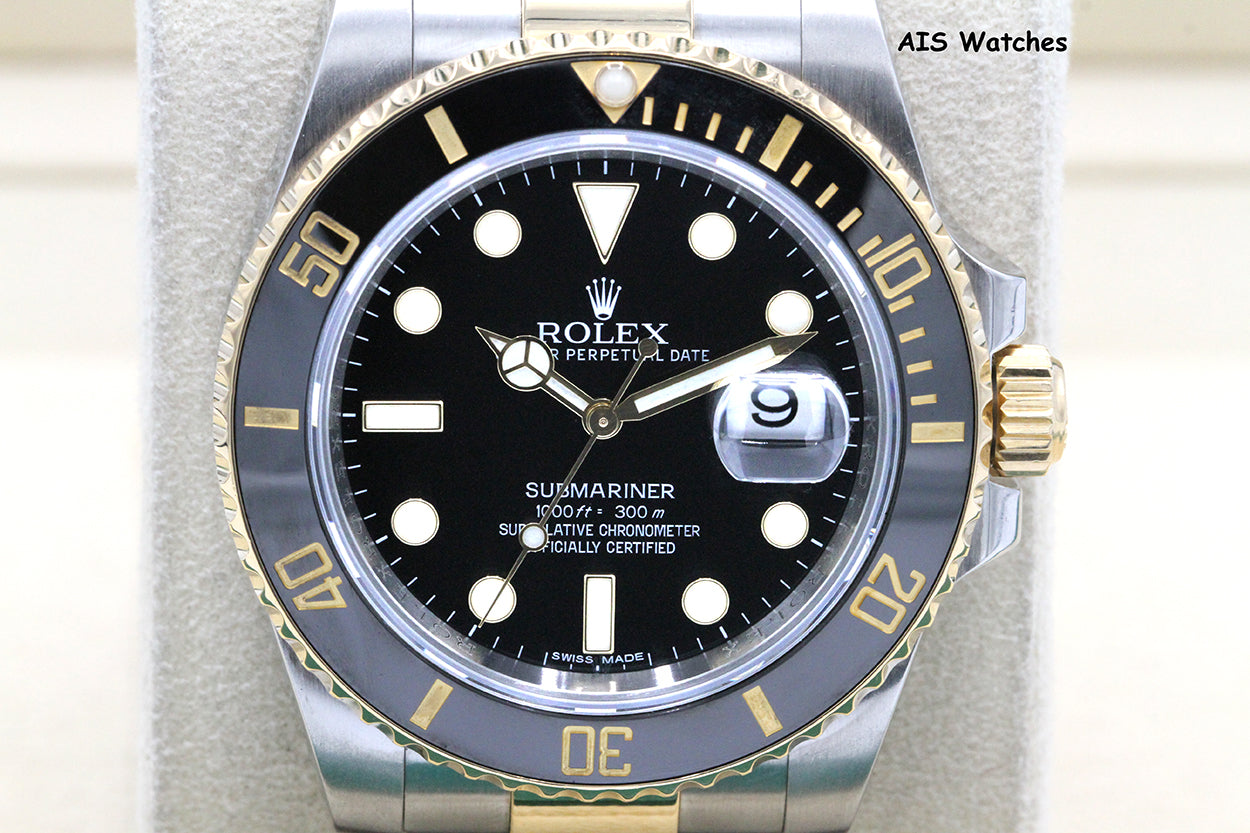 Rolex Submariner 18K YG/SS 116613LN Black Dial Ceramic 40MM 2015 B&P