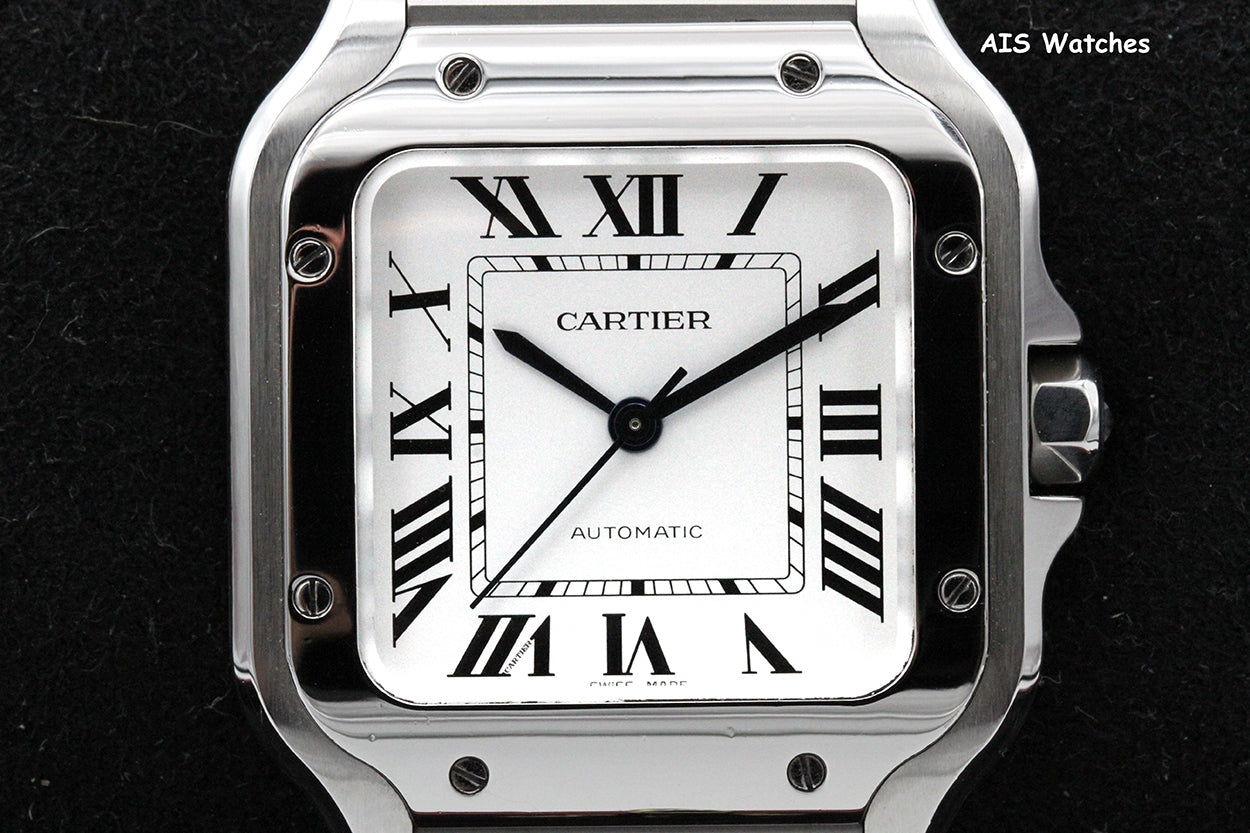Cartier Santos De Cartier Medium Steel WSSA0029 White Dial 35.1MM Box & Papers