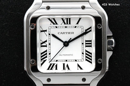 Cartier Santos De Cartier Medium Steel WSSA0029 White Dial 35.1MM Box & Papers