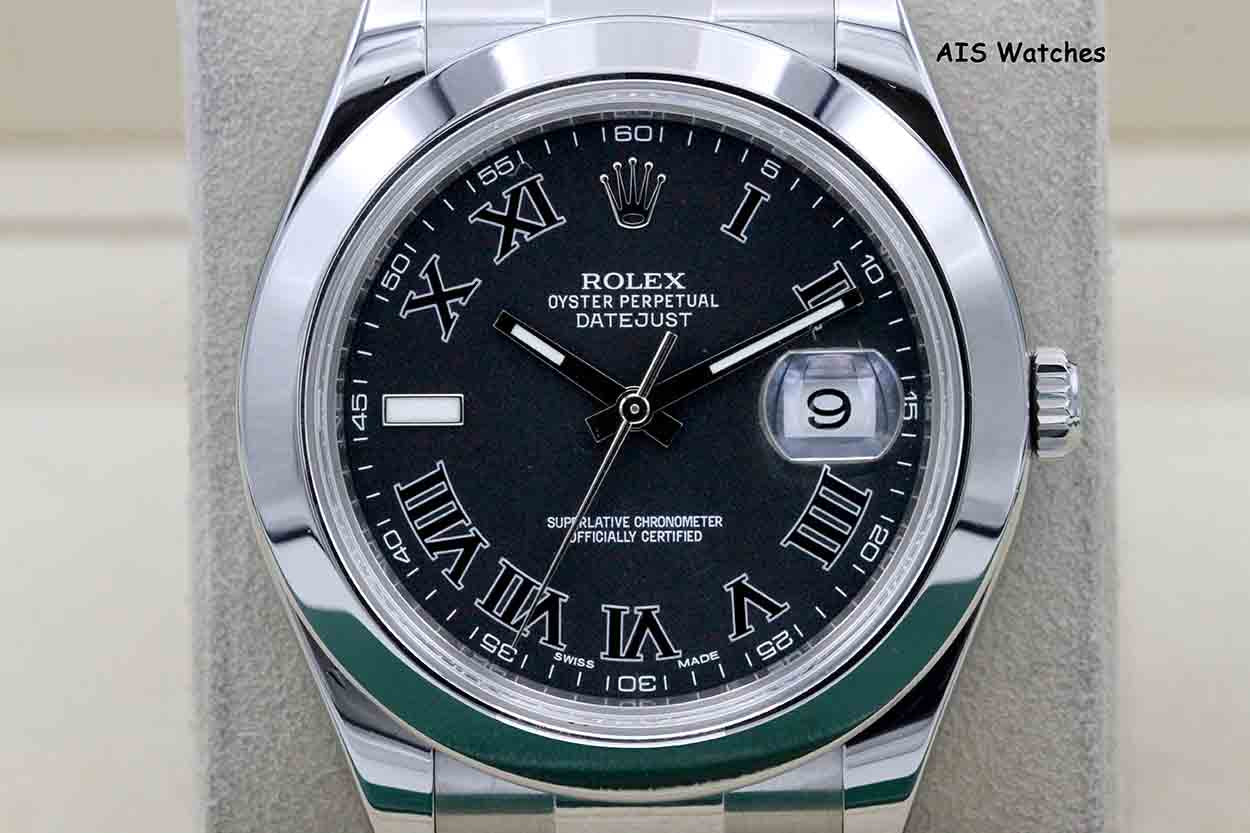 Rolex Datejust II 41MM 116300 Black Roman Dial Stainless Steel Box & Papers
