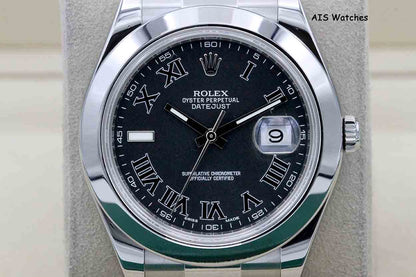 Rolex Datejust II 41MM 116300 Black Roman Dial Stainless Steel Box & Papers