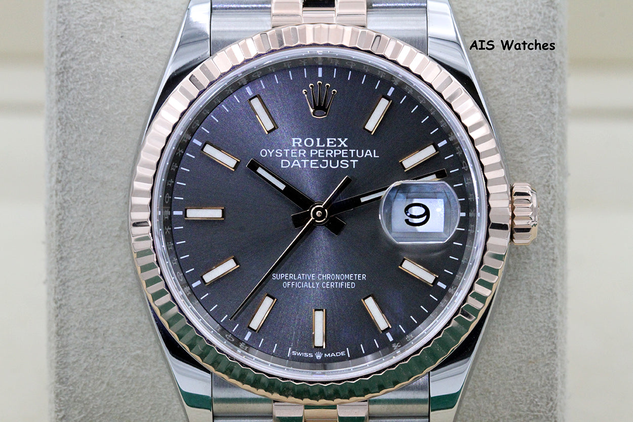 Rolex 126231 DateJust 36MM 18K RG/SS Rhodium Stick Dial Jubilee Bracelet B&P