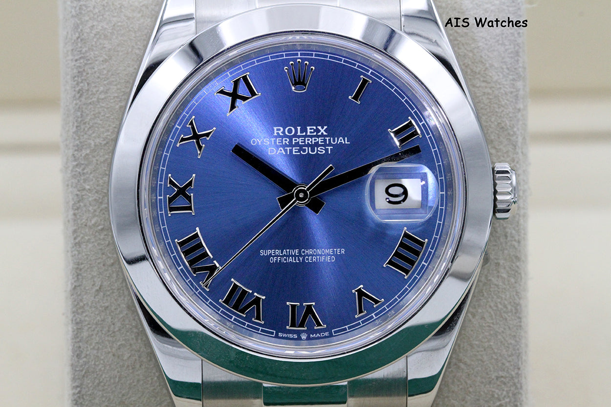 Rolex Datejust 41MM 126300 Blue Roman Dial Oyster Bracelet 2022 B&P