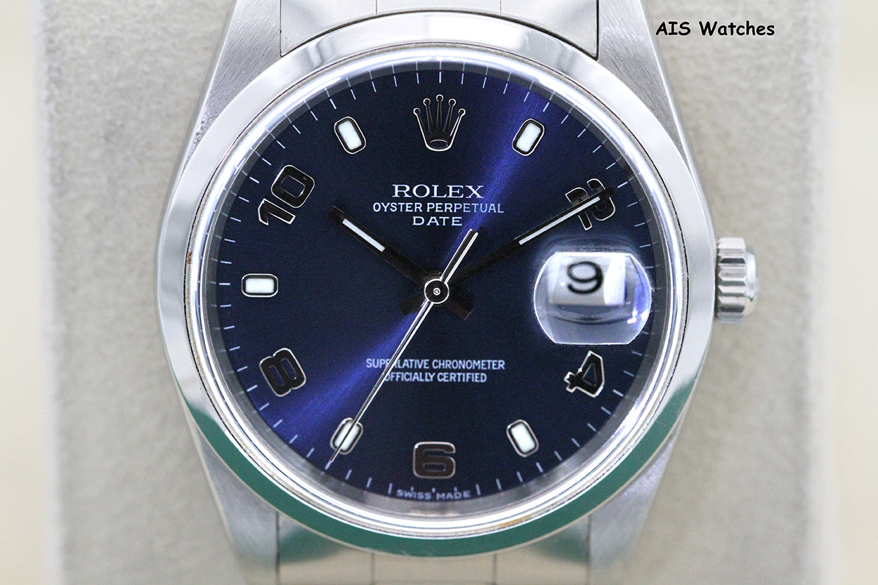 Rolex 15200 Oyster Perpetual 36 MM Arabic Blue Dial Y Serial Box & Papers