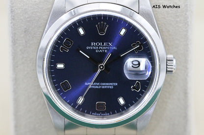 Rolex 15200 Oyster Perpetual 36 MM Arabic Blue Dial Y Serial Box & Papers