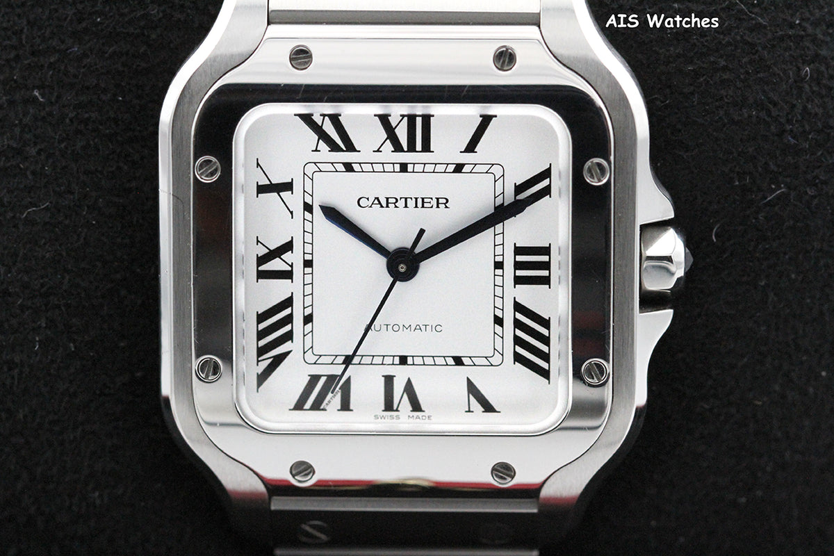 Cartier Santos De Cartier Medium Steel WSSA0029 Silver Dial 35.1MM Box & Papers