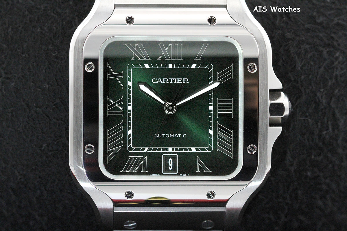 BNIB Cartier Santos De Cartier Large Steel WSSA0062 Green Dial 39.8MM B&P