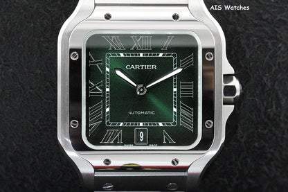 BNIB Cartier Santos De Cartier Large Steel WSSA0062 Green Dial 39.8MM B&P