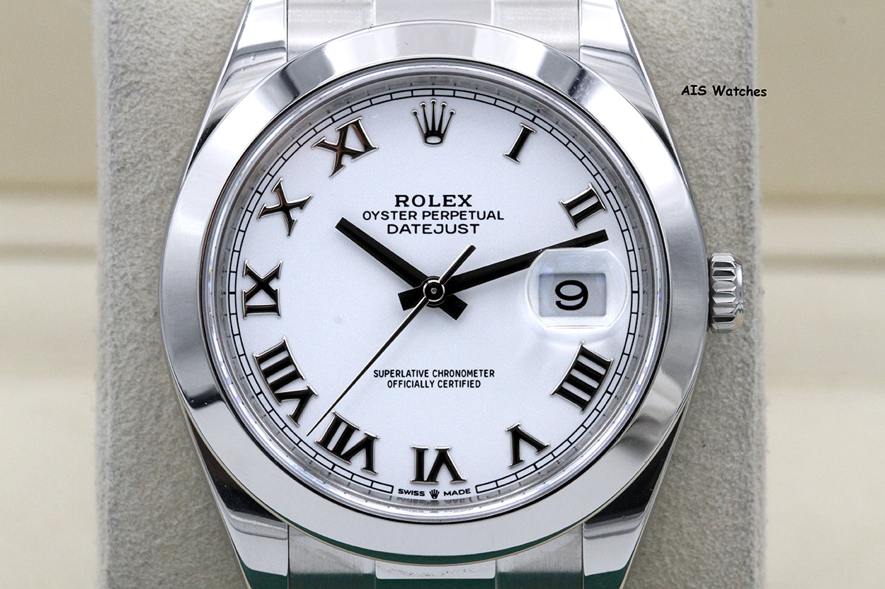 Rolex Datejust 41MM 126300 White Roman Dial Oyster Bracelet 2021 B&P