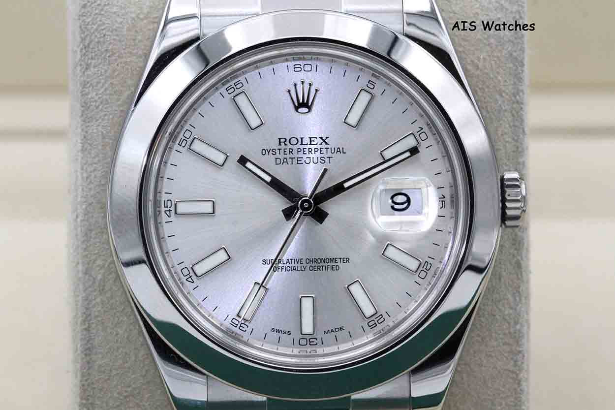 Rolex Datejust II 41MM 116300 Silver Stick Dial Stainless Steel Box & Papers