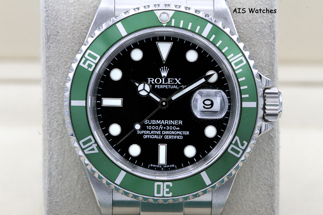 Rolex Submariner 16610LV 50th Anniversary Kermit Z Serial RSC/ Box & Papers