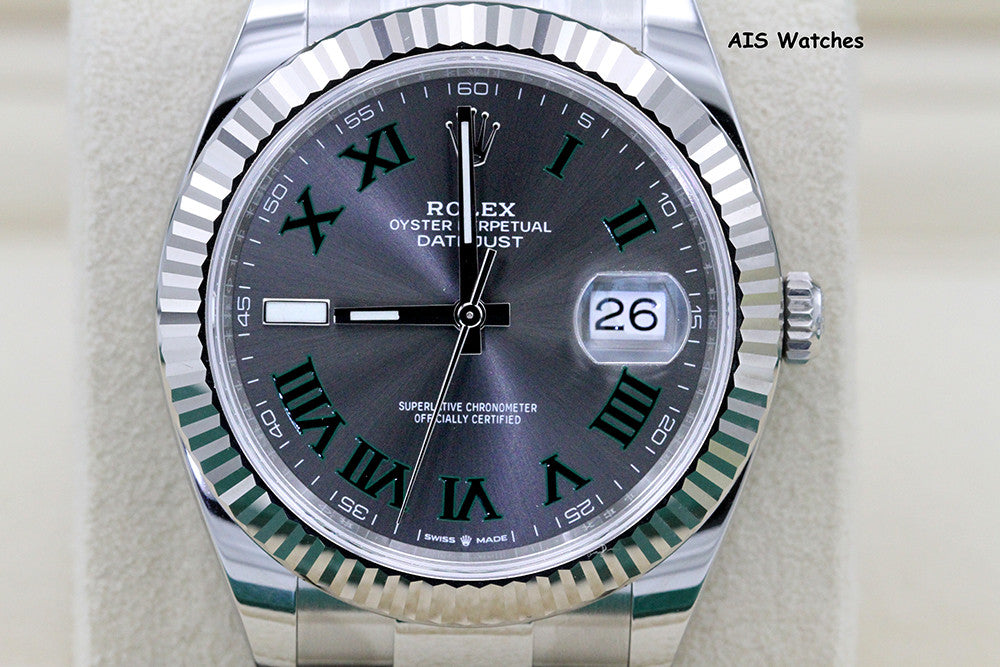 BNIB Rolex Datejust 41MM 126334 Wimbledon Slate Roman Dial Oyster Box & Papers
