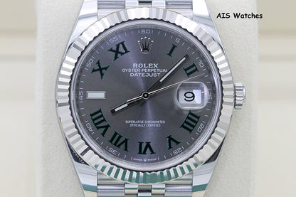 BNIB Rolex Datejust 41MM 126334 Wimbledon Slate Roman Dial Jubilee Box & Paper