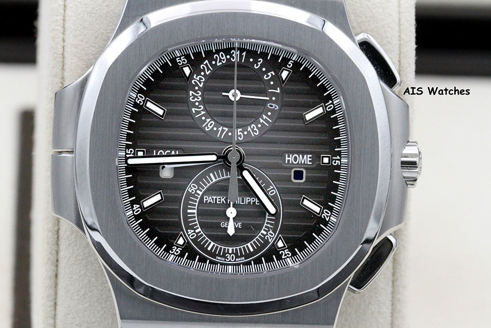 Patek Philippe Nautilus 5990/1A Chronograph Travel Time Grey Dial Box & Paper