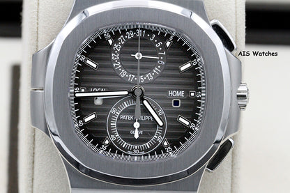 Patek Philippe Nautilus 5990/1A Chronograph Travel Time Grey Dial Box & Paper