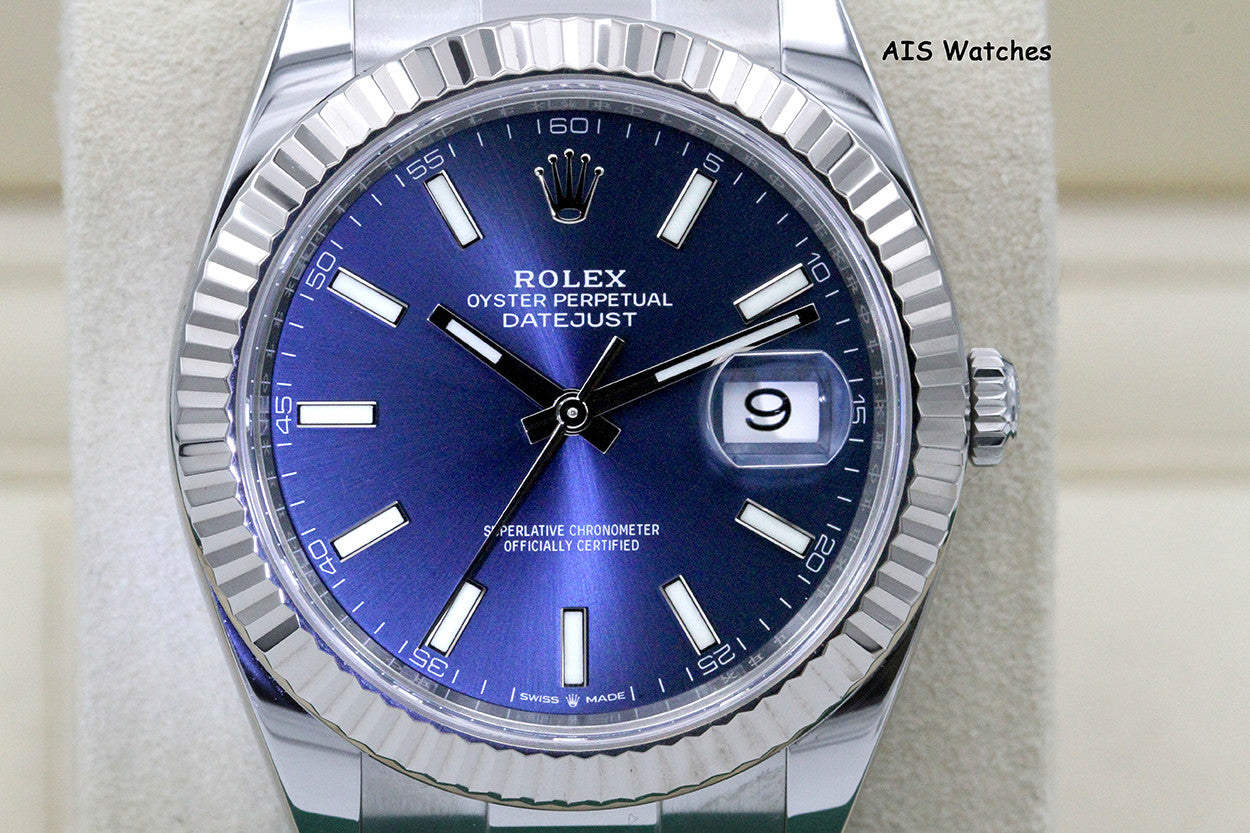 Rolex Datejust 41MM 126334 Blue Stick Dial Oyster Box & Papers