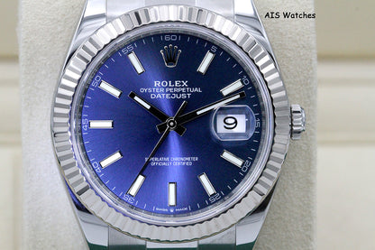 Rolex Datejust 41MM 126334 Blue Stick Dial Oyster Box & Papers