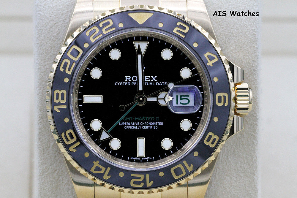 Rolex GMT-Master II 116718 LN 18K Yellow Gold Black Dial Black