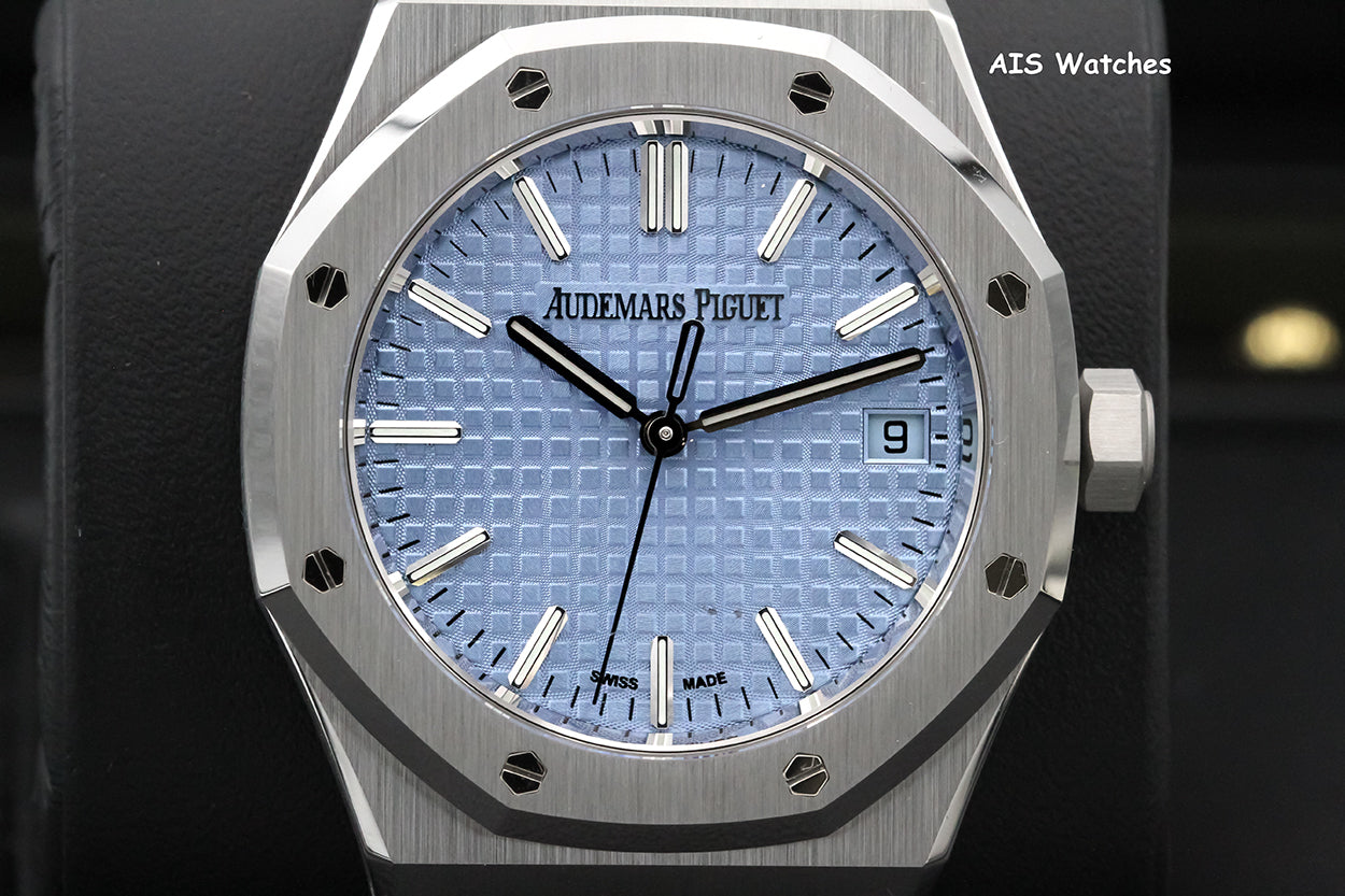 BNIB Audemars Piguet 15550ST Royal Oak Ice Blue Dial 37MM Box & Papers