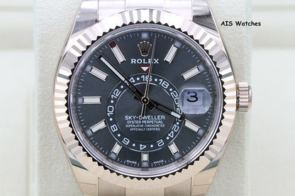 Rolex 326935 Sky-Dweller 18K Rose Gold Rhodium Dial Box & Papers