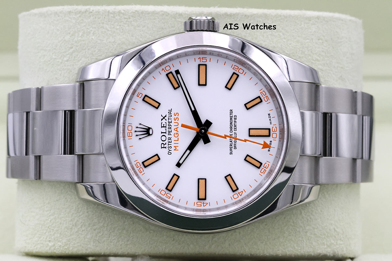 シロ様1227専用 Rolex Milgauss Reference 116400 White Dial Full Set NOS — Wind Vintage