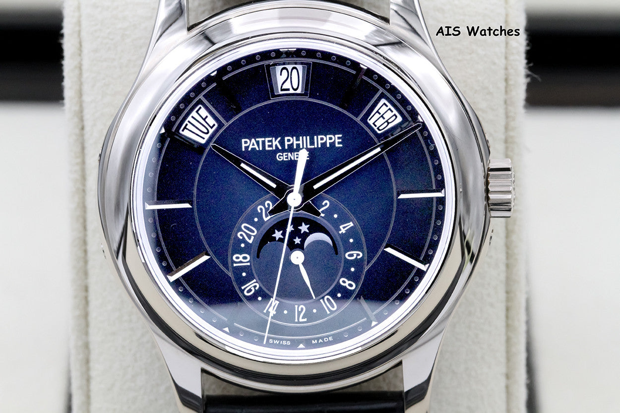 Patek Philippe Annual Calendar 5205G White Gold Blue Dial Box & Paper