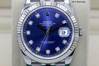 Rolex Datejust 41MM 126334 Blue Diamond Dial Jubilee Box & Paper