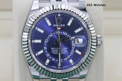 Rolex 326934 Sky-Dweller Stainless Steel Blue Dial Jubilee Box & Papers