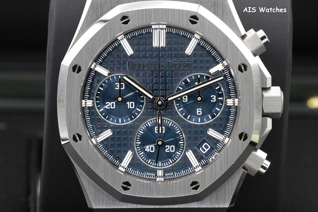 BNIB Audemars Piguet 26240ST 41MM Royal Oak Chronograph Blue Dial B&P