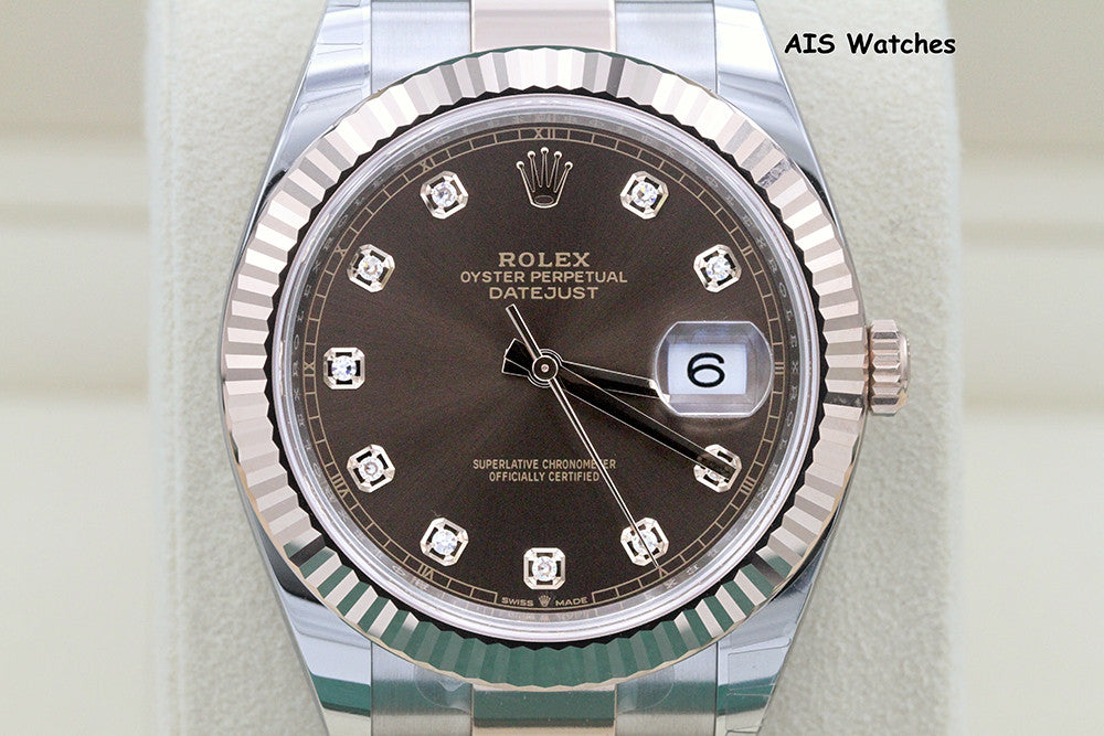 BNIB Rolex 126331 DateJust 41MM 18K RG / SS Chocolate Diamond Dial Oyster B&P