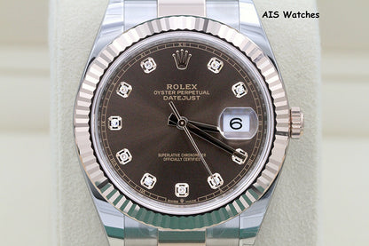 BNIB Rolex 126331 DateJust 41MM 18K RG / SS Chocolate Diamond Dial Oyster B&P