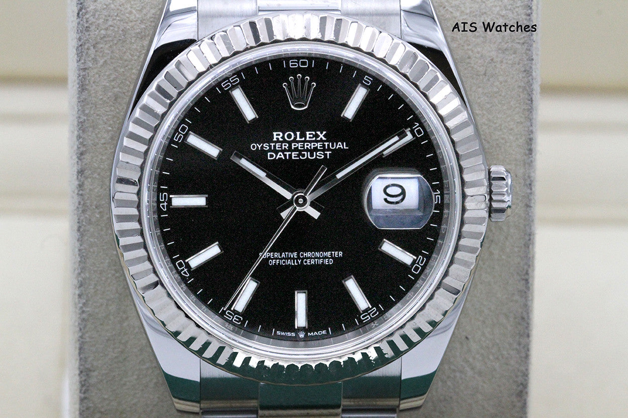 Rolex Datejust 41MM 126334 Black Stick Dial Oyster Box & Papers