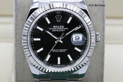 Rolex Datejust 41MM 126334 Black Stick Dial Oyster Box & Papers
