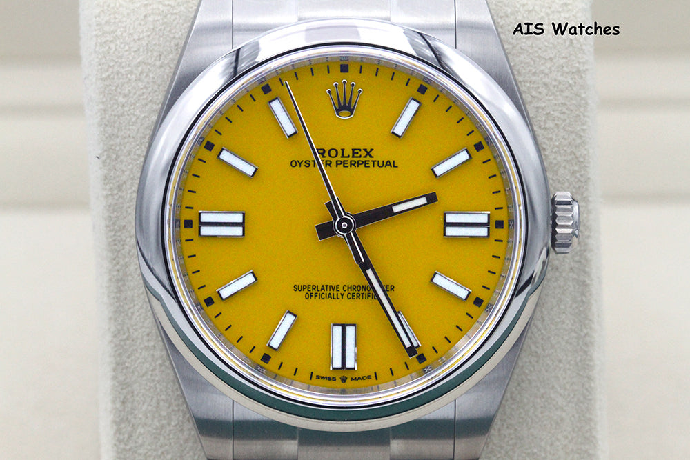 BNIB Rolex 124300 Oyster Perpetual 41 MM Yellow Dial Box & Papers