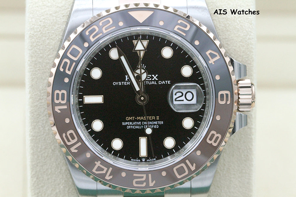 BNIB Rolex 126711 CHNR GMT Master II 18K Rose Gold / SS RootBeer Ceramic B&P