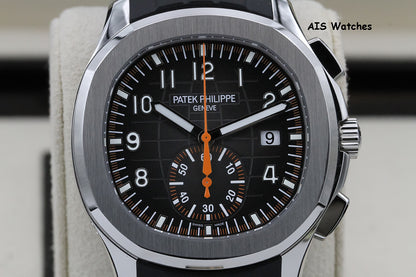 BNIB Patek Philippe 5968A Aquanaut Chronograph SS 42.2MM Orange/Black Strap B&P
