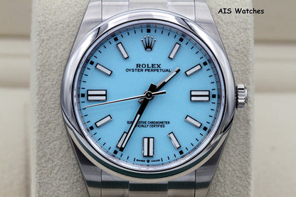 BNIB Rolex 124300 Oyster Perpetual 41 MM Tiffany Turquoise Dial Box & Papers