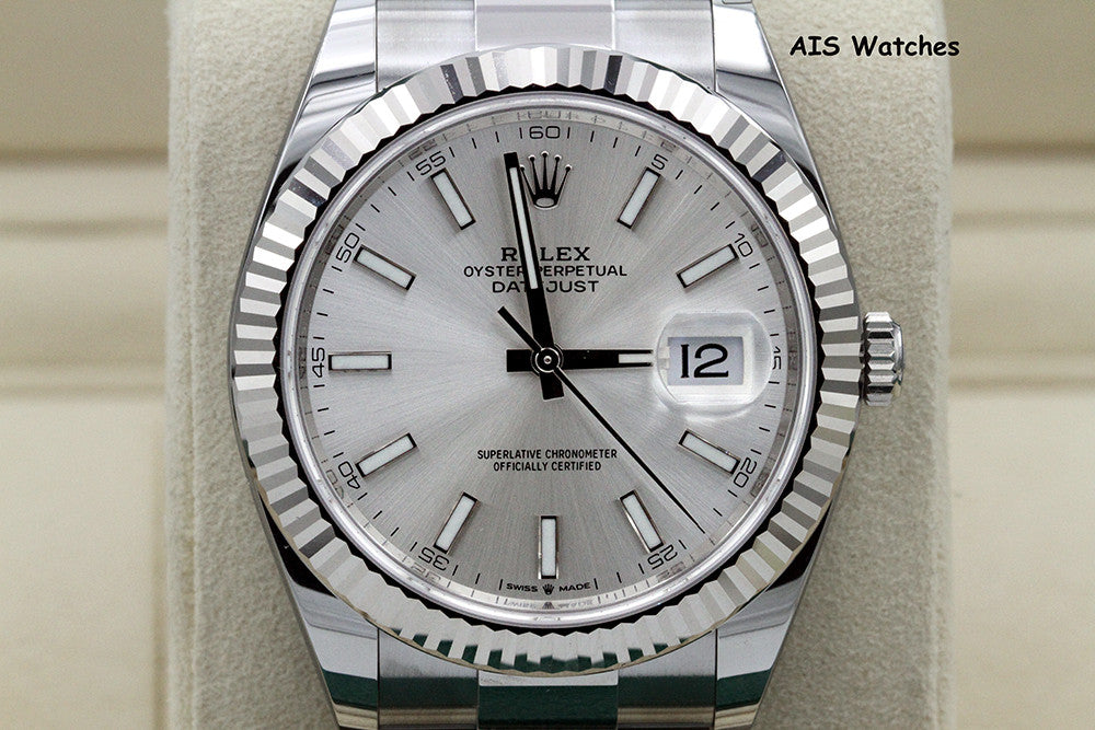 BNIB Rolex Datejust 41MM 126334 Silver Stick Dial Oyster Box & Papers