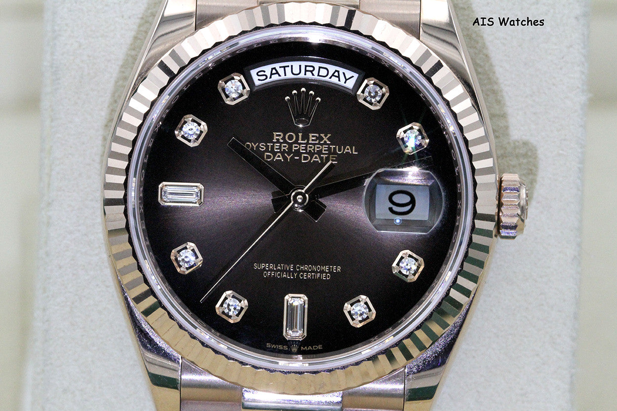 Rolex 128235 DayDate 36MM DD36 EverRose Gold Brown Ombré-Diamond Dial Box & Paper