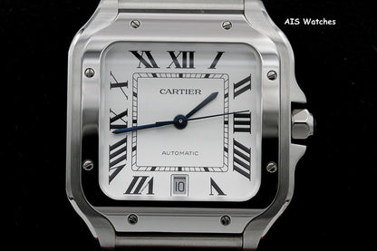BNIB Cartier Santos De Cartier Large Steel WSSA0018 White Dial 39.8MM B&P
